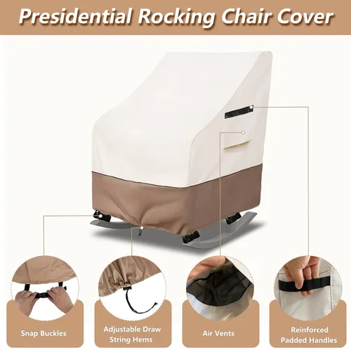 Vista 3 de Funda para silla mecedora para exteriores, resistente 600D, funda de invierno para silla de patio de 27 pulgadas de ancho x 34 pulgadas