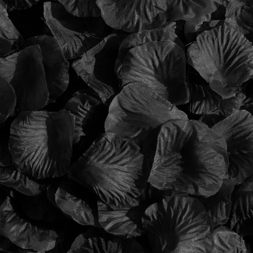 Vista 20 de SITUMEIZI 1500 piezas de pétalos de rosa negros artificiales de seda para decoración de bodas y fiestas