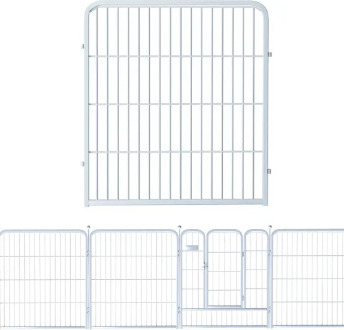 Vista 7 de Valla de jardín al aire libre con puerta, paquete de 6 unidades de 32 pulgadas de alto x 14 pies de largo, metal resistente, valla decorativa