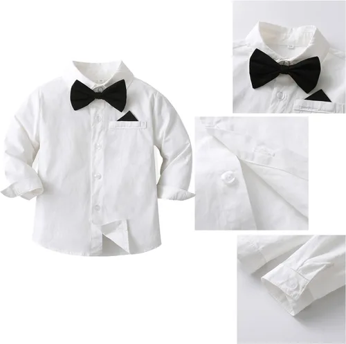 Vista 5 de SALNIER Conjunto formal de esmoquin para niños pequeños B-Negro