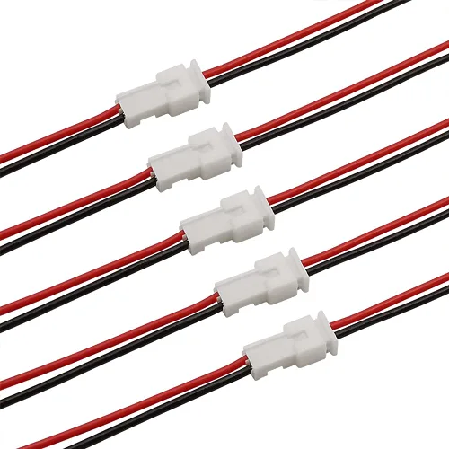 Vista 5 de 40pcs 0.049 in 2Pin macho hembra conectores cables 3.937 in 20 pairs red-black miniature connecting wires, reliable plug for small electronic