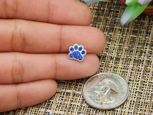 Vista 4 de Aretes de plata de ley 925 con estampado de pata (elige tu estilo) (sin níquel)