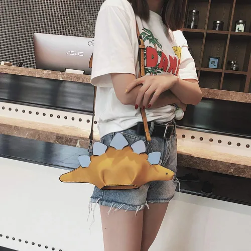Vista 2 de QZUnique Bolso de hombro de tiburón de dinosaurio para mujer, diseño de animales 3D, con cremallera, bolso cruzado tipo mensajero para niña