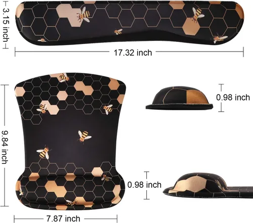 Vista 5 de iCasso - Alfombrilla de ratón ergonómica con reposa muñecas y reposamuñecas para teclado de computadora, de espuma viscoelástica, es más fácil