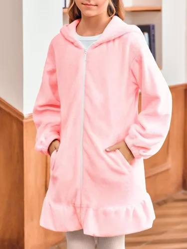 Vista 3 de Batermoon Sudaderas con capucha y orejas de conejito para niñas con cremallera de anime, abrigos de gran