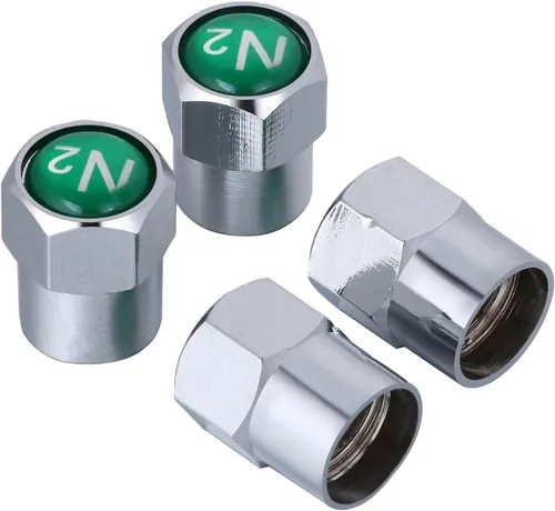 Vista 5 de Tatuo 20 tapas de válvula de neumático de latón de metal a prueba de polvo para válvulas de neumáticos de automóviles N2 con logotipo de nitrógeno