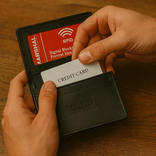 Vista 2 de Porta tarjetas de negocios de piel, Negro Variable