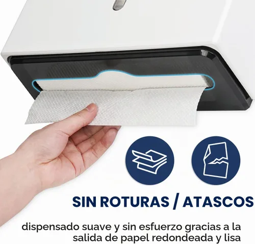 Vista 4 de AIKE Dispensador de toallas de papel multipliegue de 200 hojas, montaje en Blanco