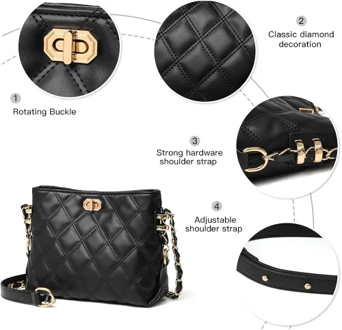 Vista 4 de Bolsos cruzados pequeños para mujer bolsos de cuero a la moda bolsos de hombro ligeros