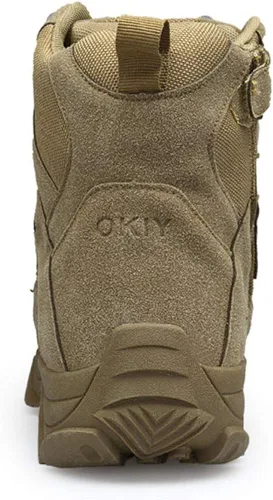 Vista 3 de Bitiger - Botas militares para hombre con cierre lateral de velcro, botas tácticas sport para montañismo, senderismo y combate