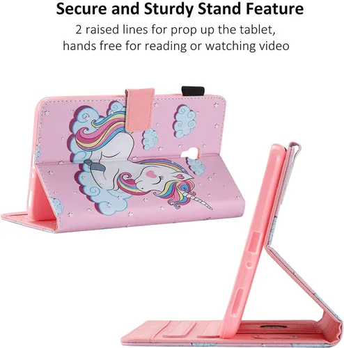 Vista 2 de Dteck Funda tipo libro para Galaxy Tab A 8.0 (SM-T380/T385) de 8 pulgadas (modelo 2017) con soporte (ángulos de visión ajustables)/ranuras