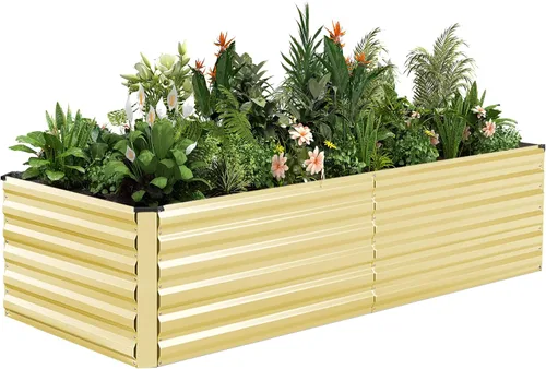 Vista 44 de NAVINE Cama de jardín elevada de 8 x 4 x 2 pies, macetas elevadas de metal grande, macetas para plantas al aire libre para verduras, flores