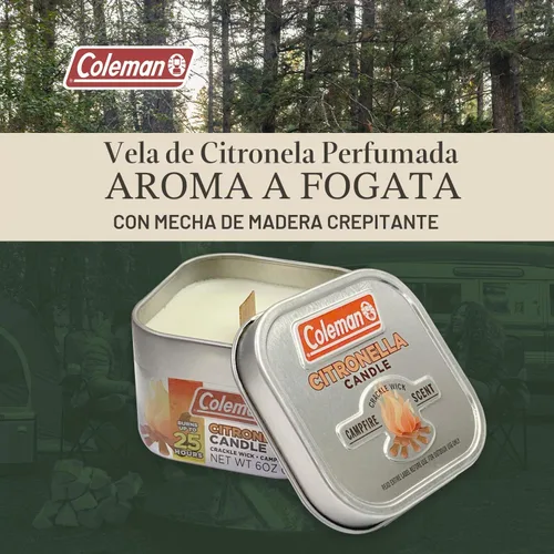 Vista 3 de Coleman Vela perfumada de citronela para exteriores con mecha de madera agrietada - 6 oz