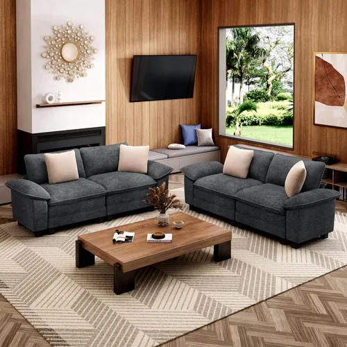 Vista 27 de Sofá Seccional Modular Individual de 53.5", Sillón de Pana Suave y Afelpada con Asiento Profundo Cómodo y Brazos Removibles para Sala de Estar