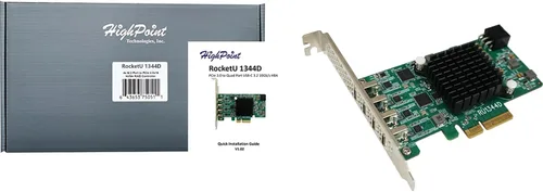 Vista 6 de HighPoint Tecnologías RocketU 1344D PCIe 3.0 x4 4X 10Gb/s Puerto USB 3.2 Controlador