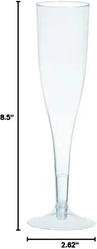 Vista 2 de Elegantes copas de champán de plástico transparente, 5.5 onzas (paquete de 20), perfectas para bodas, eventos y celebraciones