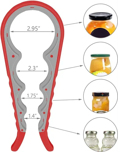 Vista 2 de Abridor de botellas para manos débiles, kit de abrebotellas multifunción 5 en 1 con mango de silicona, fácil de usar para niños, ancianos y personas