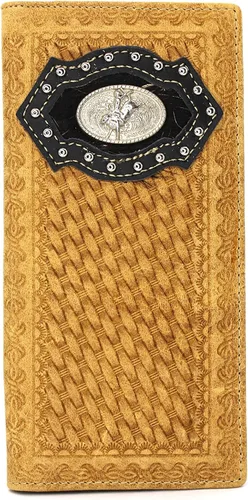 Vista 25 de Billetera de chequera plegable con pelo de vaca o bordado de tela cartera 0201 BR 0201 Bordado Marrón