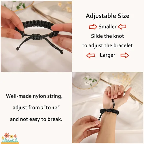 Vista 5 de Bellino Pulseras a juego para parejas, pulseras de cuerda trenzada para novio, novia, él y su marido, esposa, aniversario, día de San Valentín