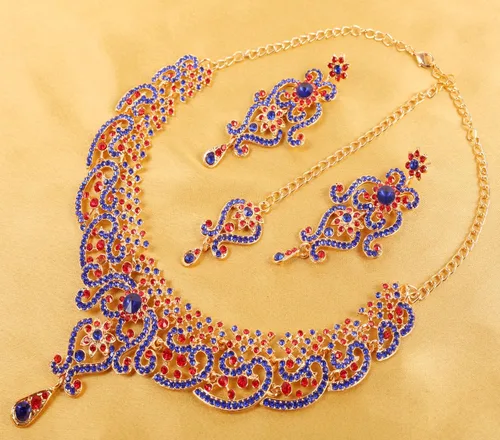 Vista 48 de Conjunto precioso de collar con look real Indian Bollywood, maravillosamente decorado, conjunto de collar adornado para mujer.