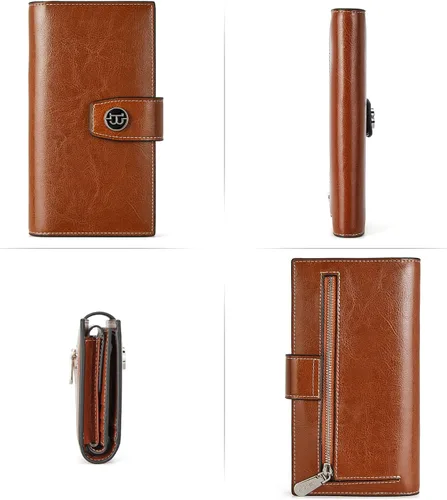 Vista 3 de BOSTANTEN Billeteras de cuero para mujer, paquete RFID, bolsos de cuero para mujer