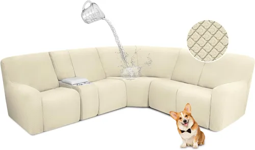 Vista 16 de ALIECOM Funda para Consola Central de Sillón Reclinable, Funda Elástica para Sofá Seccional Reclinable en Forma de L, Funda de Esquinas para Sofá
