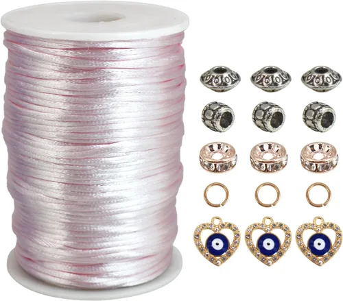 Vista 17 de Nuevo 20bundles 200Yards 0.098 in Satin/Rattail Cordón de seda para collar, pulsera, cordón de cuentas
