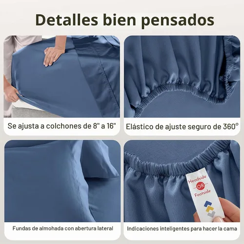 Vista 4 de California Design Den Juego de sábanas tamaño King, 100% algodón, sábanas lujosas de 600 hilos con bolsillo profundo, ropa de cama duradera con 16