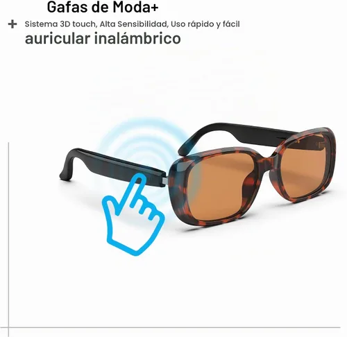 Vista 6 de Gafas de sol inteligentes con audio Bluetooth con altavoces, protección UV400, lentes de bloqueo de luz azul para hombres y mujeres Uf-17