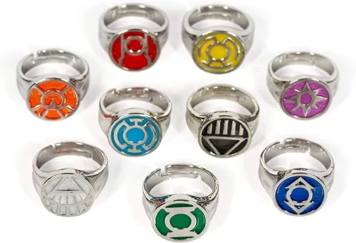 Vista 5 de DC Comics Green Lantern Power Anillos de espectro emocional Incluye 9 anillos ajustables con cada emoción, Verde