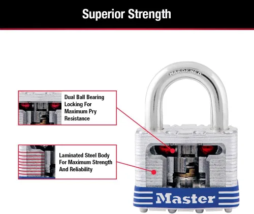 Vista 5 de Master Lock 5T - Candado para exteriores con llave, paquete de 2 unidades, color plateado