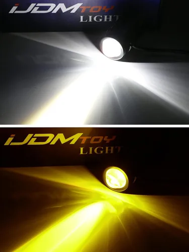 Vista 7 de iJDMTOY Juego de luz antiniebla de proyector LED mini de 20 W de alta potencia de 1 pulgada de color blanco/amarillo dual, ajuste universal