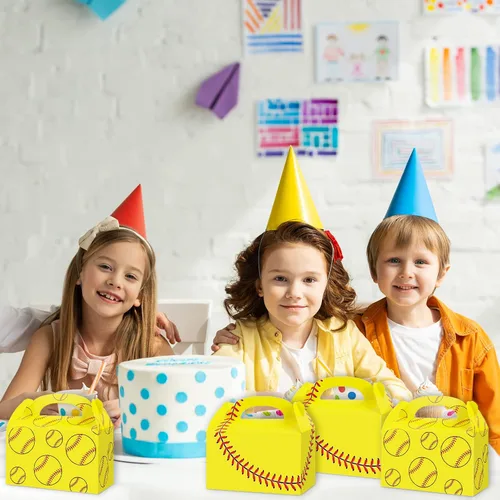 Vista 6 de gisgfim 12 cajas de regalo de fiesta de sóftbol, caja de regalos de caramelo de sóftbol para temática de sóftbol, cumpleaños, baby shower, fiesta
