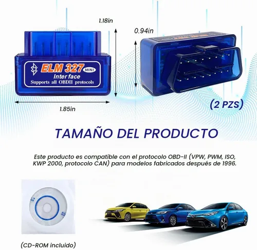Vista 2 de 2 escáneres de diagnóstico automático de coche ELM327 OBDⅡ, mini herramienta de escaneo Bluetooth profesional OBDII y lector de código, interfaz