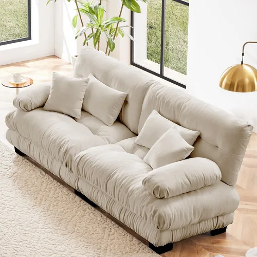 Vista 15 de KEIKI Sofá modular de 94 pulgadas con 4 almohadas, cómodo juego de sofá biplaza Cloud para sofá de asiento profundo suave y profundo, sofá biplaza