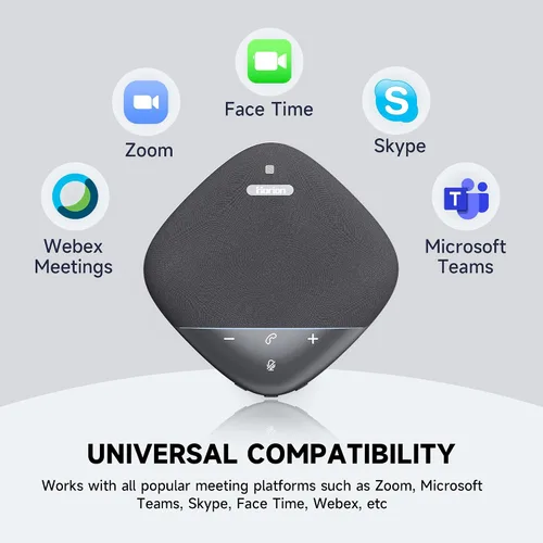 Vista 6 de HORION Altavoz de conferencia con micrófono, altavoz Bluetooth inalámbrico para computadora de reuniones de oficina, con 8 micrófonos, captación