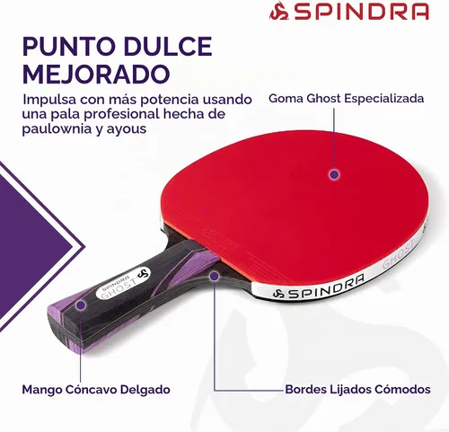 Vista 4 de Ghost Professional Competition Ping Pong Paddle y estuche de fibra de carbono Tecnología HSS para un máximo giro y control