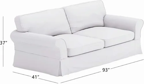 Vista 6 de Funda de algodón pesado compatible con Pottery Barn Grand Comfort para sofá Borde de caja beige
