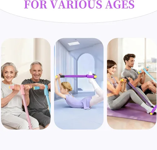 Vista 8 de Pedal Resistance Band with Handle, Upgraded 6-Tube Exercise Bands Negro y Púrpura