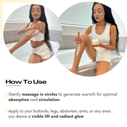 Vista 4 de Cocobliss Crema tensora para la piel, loción reafirmante e hidratante para glúteos, piernas, abdomen y cuerpo, hidratante con guaraná, mantequilla