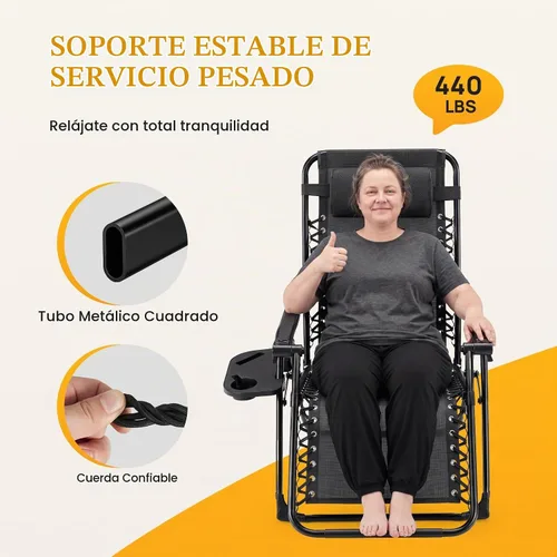 Vista 7 de NEWBULIG Silla de gravedad cero, reclinable plegable para patio con Oscuro