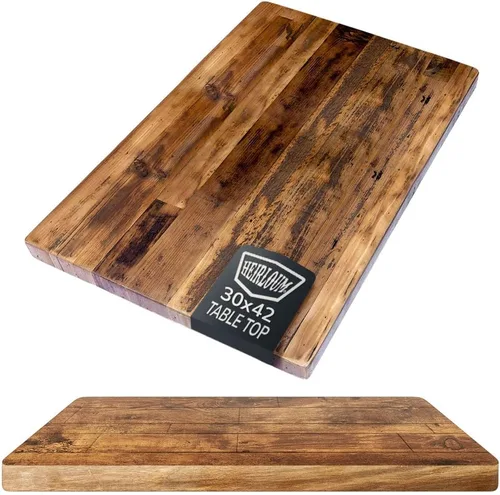 Vista 36 de Mesa de madera recuperada, pieza de madera reciclada rústica perfecta para cocinas, comedor y mesas auxiliares