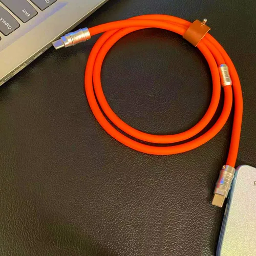 Vista 8 de WLGQ Geek - Cable de carga universal USB C a C de estilo industrial hecho a mano, material de silicona líquida agradable a la piel, cable de carga