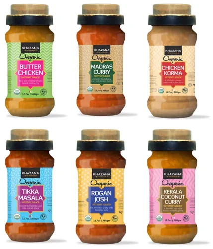 Vista 18 de Khazana Salsa a fuego lento de pollo con mantequilla orgánica, tarro de 12.7 onzas, sin OMG, vegano, sin gluten, kosher, auténticas comidas indias