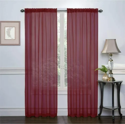 Vista 2 de Empire Home Charli - Juego de 2 paneles de cortina de gasa transparente sólida para ventana (120 pulgadas, superlargos, negro)
