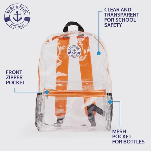 Vista 3 de Yacht & Smith Mochilas transparentes transparentes, a granel de 17 pulgadas ligeras al aire libre del gimnasio del viaje del bolso