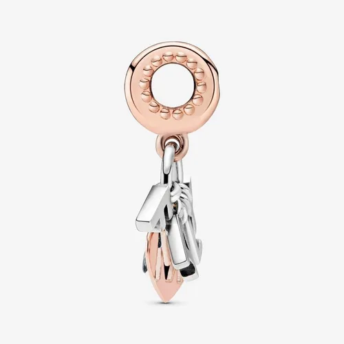 Vista 5 de Pandora Dije colgante de letras familiares Momentos compatibles Impresionantes joyas para mujer Hecho de rosa, plata de ley y circonita cúbica