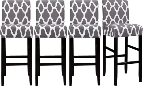 Vista 33 de Lellen Juego de 2 fundas para taburetes de bar, fundas jacquard para taburetes de bar, fundas deslizables elásticas para taburetes de bar