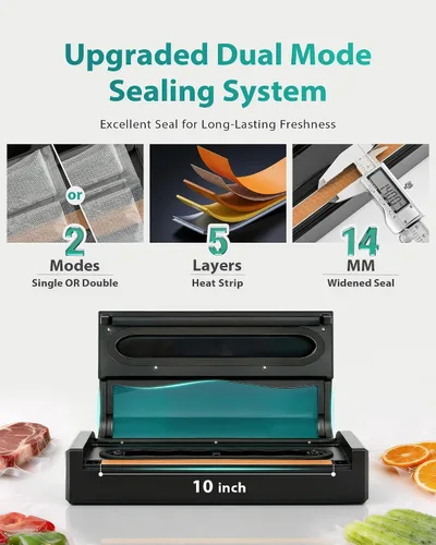 Vista 5 de Máquina selladora al vacío de carne de 90 kPa, sellador automático de alimentos con doble sello para porciones de carne a granel, modos secos