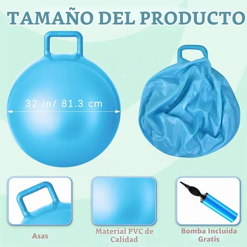 Vista 2 de Lewtemi 6 Pcs Hopper Ball with Handle, 32 Inch, Blue Color Color azul